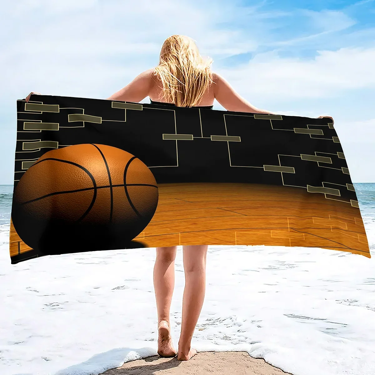 Basketball Large Beach Towel,Soft and Quick Dry Oversized Bath Towel Soft Microfiber for Sports Girls Teens Adults Men