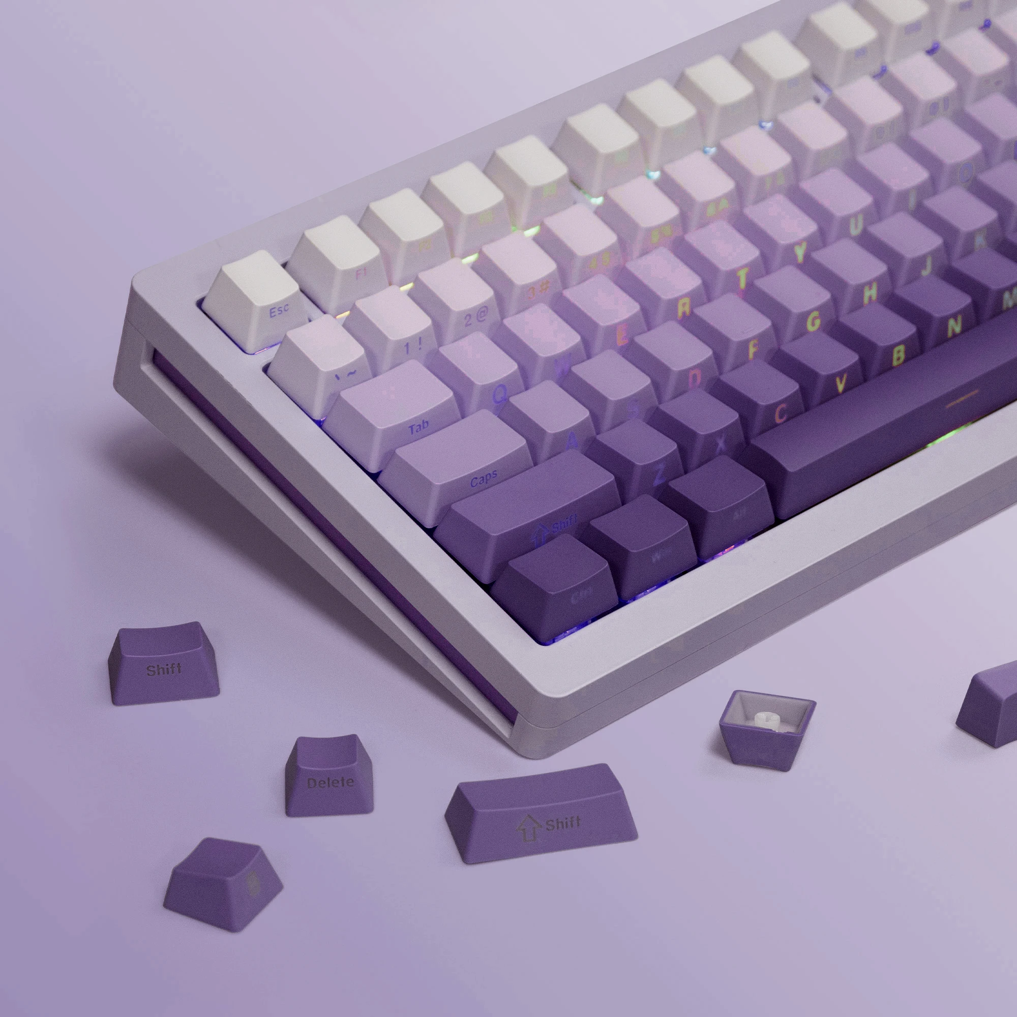 

136 Key Gradient Purple Cherry Profile PBT Keycaps Side Print Backlit key caps For Gateron Cherry MX Gamer Mechanical Keyboard
