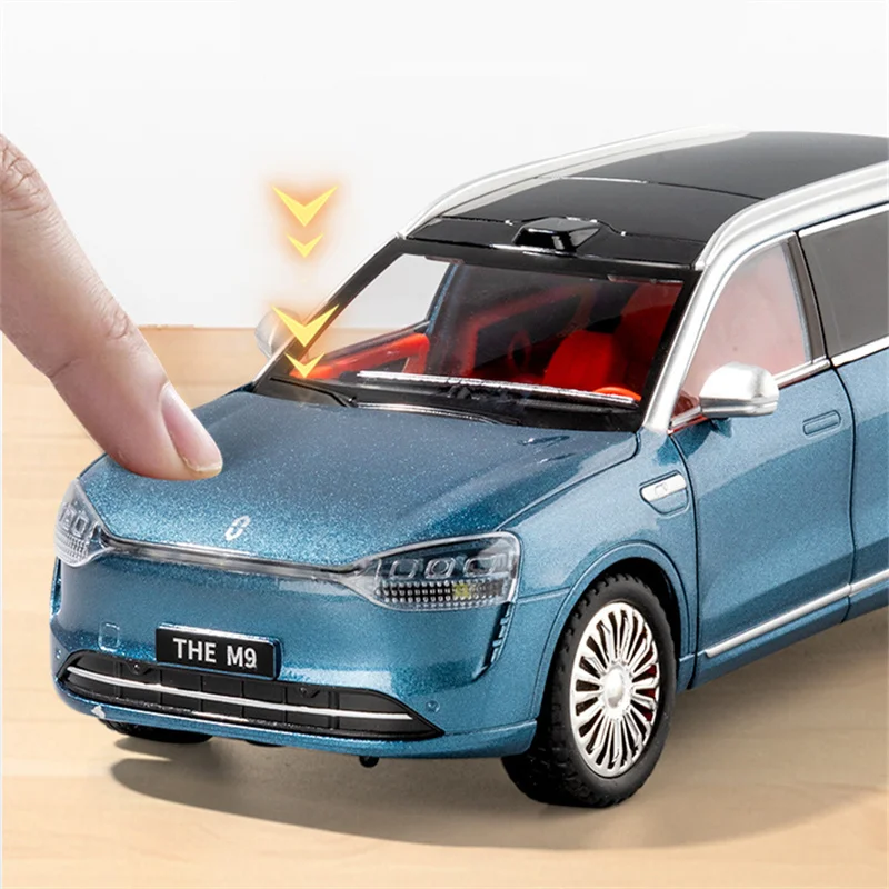1:24 키 버전 M9 SUV 합금 자동차 모형 다이캐스트 금속 신에너지 자동차 모형 사운드 및 라이트 시뮬레이션 어린이 장난감 선물