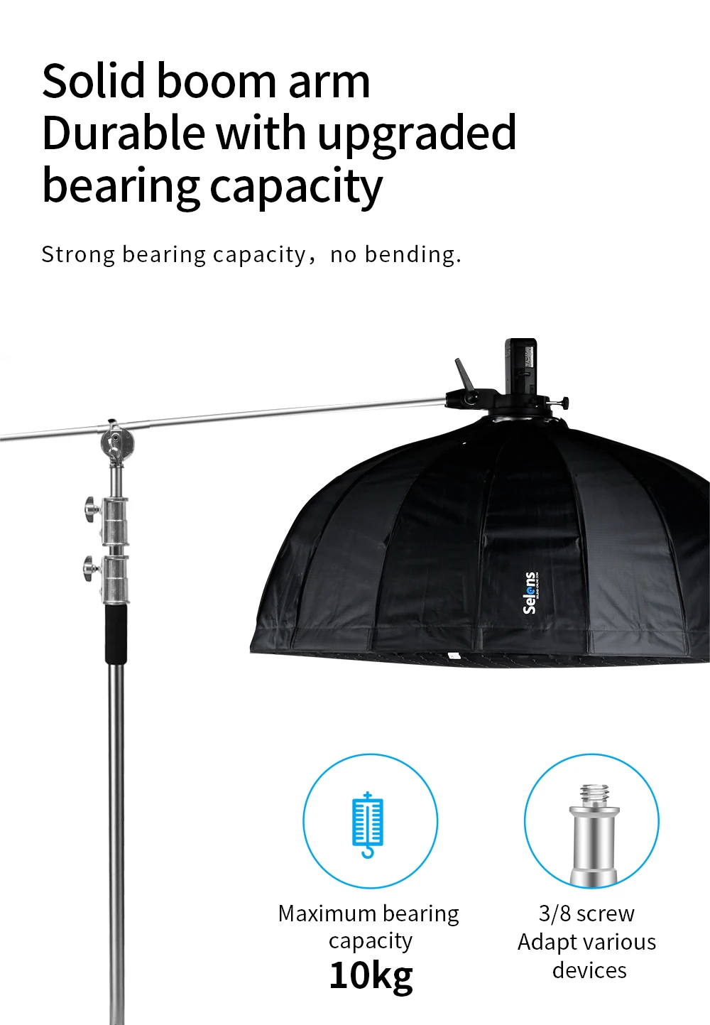 300cm C-Stand Rotatable Anti-slip Stainless Steel Light Stand Background Bracket