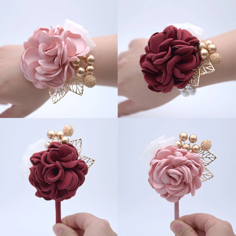 

Wrist Corsage Bridesmaid Sisters Hand Flowers Artificial Bride Flowers For Wedding Dancing Party Decor Bridal Prom Accessories