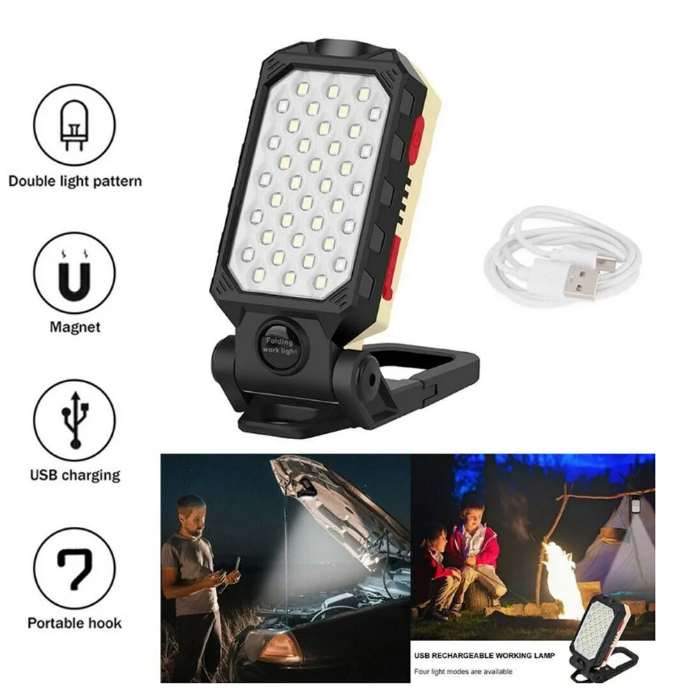 Multi-function Work Light Floodlight Glare Flashlight Built-in Battery Magnetic Suction Power Display Car Repair Emergency Lamps