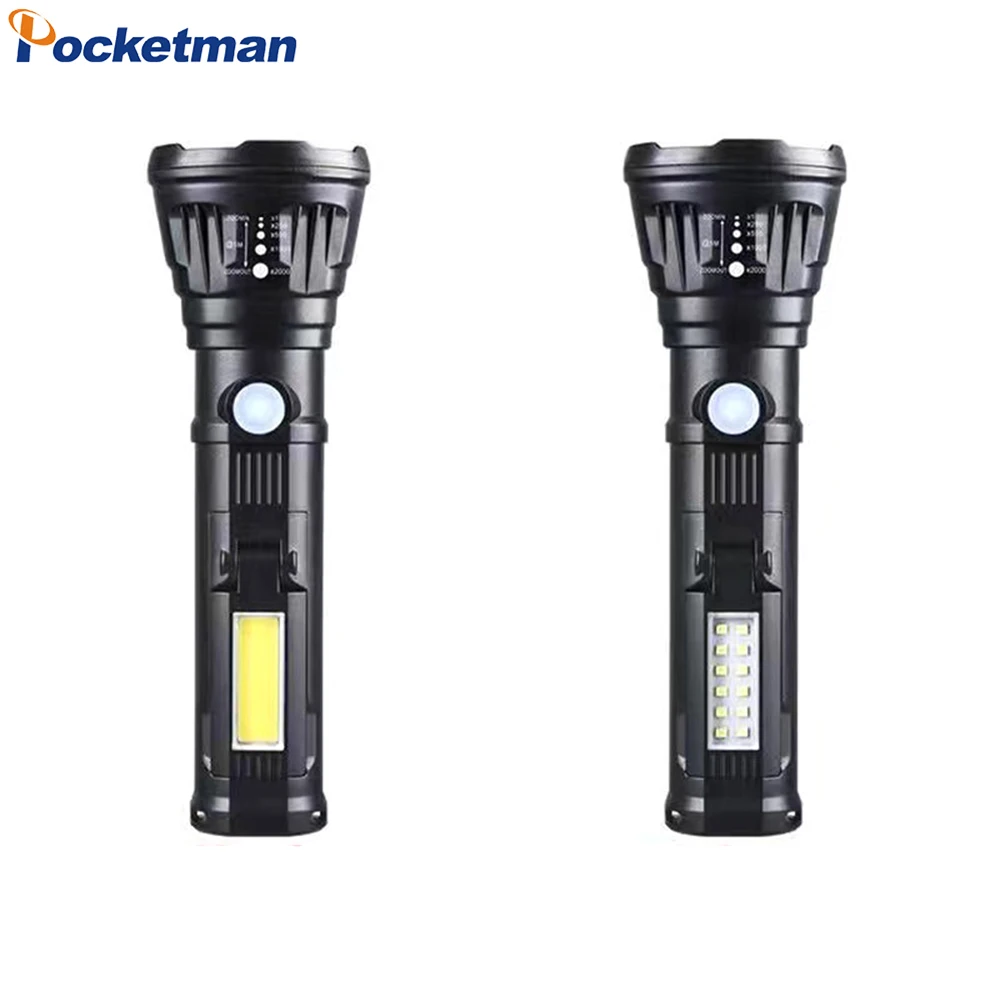 

Powerful XPE+12*LED/12*COB LED Flashlight USB Rechargeable Flashlights 3 Lighting Modes Waterproof Torch for Camping Hiking