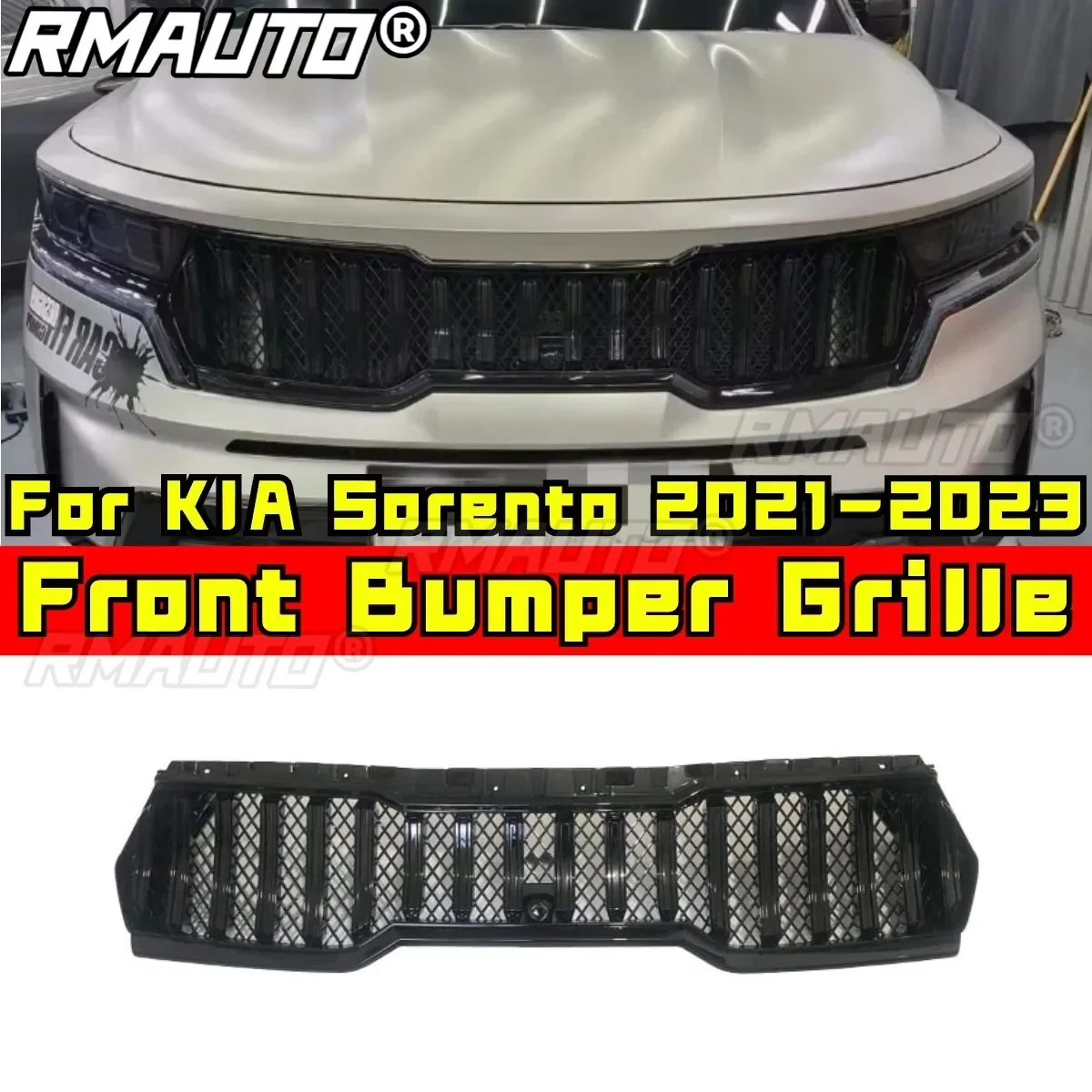 KIA Sorento 범퍼 그릴 레이싱 그릴 자동차 앞 그릴 Grillg 수정 부품 KIA Sorento 2021-2023 자동차 액세서리