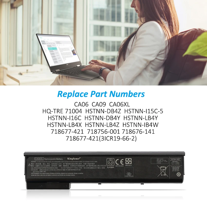 Kingsener Ca06 Ca06xl Bateria do Portátil para hp Probook 640 645 655 650 g0 g1 Hstnn-ib4w Hstnn-db4y 55wh Hstnn-lb4x 718676141 10.8v - Imagem 2