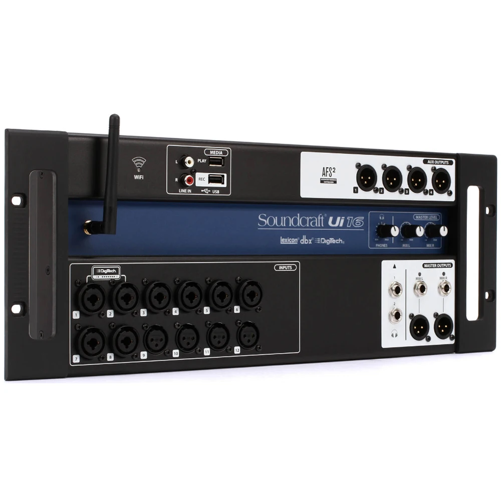 Soundcraft Ui16 16채널 원격 제어 디지털 믹서(12개 프리앰프, Wi-Fi, 4 Aux, 표면 없는 인터페이스, 디지털 효과 포함)