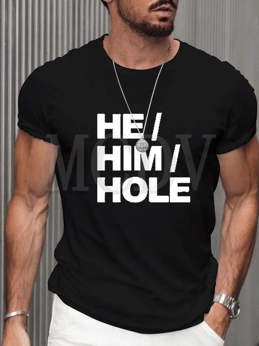 

2023 Summer Men's Printed Casual Crew Neck Short Sleeve T-Shirt The Colorful The Best He Him Hole LGBT3D Printed T Shirt