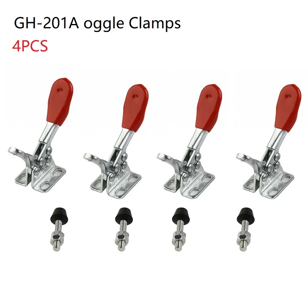 

4pcs GH201A Horizontal Vertical Toggle Clamp 27KG Quick-Release Tool Horizontal Clamps Hand Heavy Duty Tooling Accessories