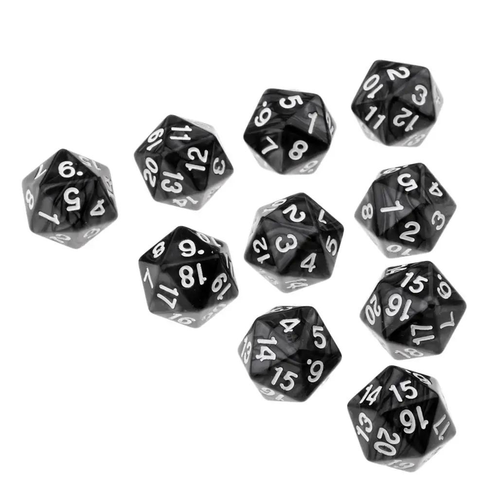 10pcs Colourful 20 Sided  Polyhedral Dices Numbers Dials Desktop 22mm Dice Family   Table Games 4