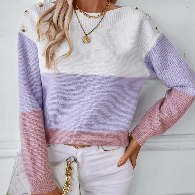 Anastasia® | Trendy pink loose button-down sweater main image 1