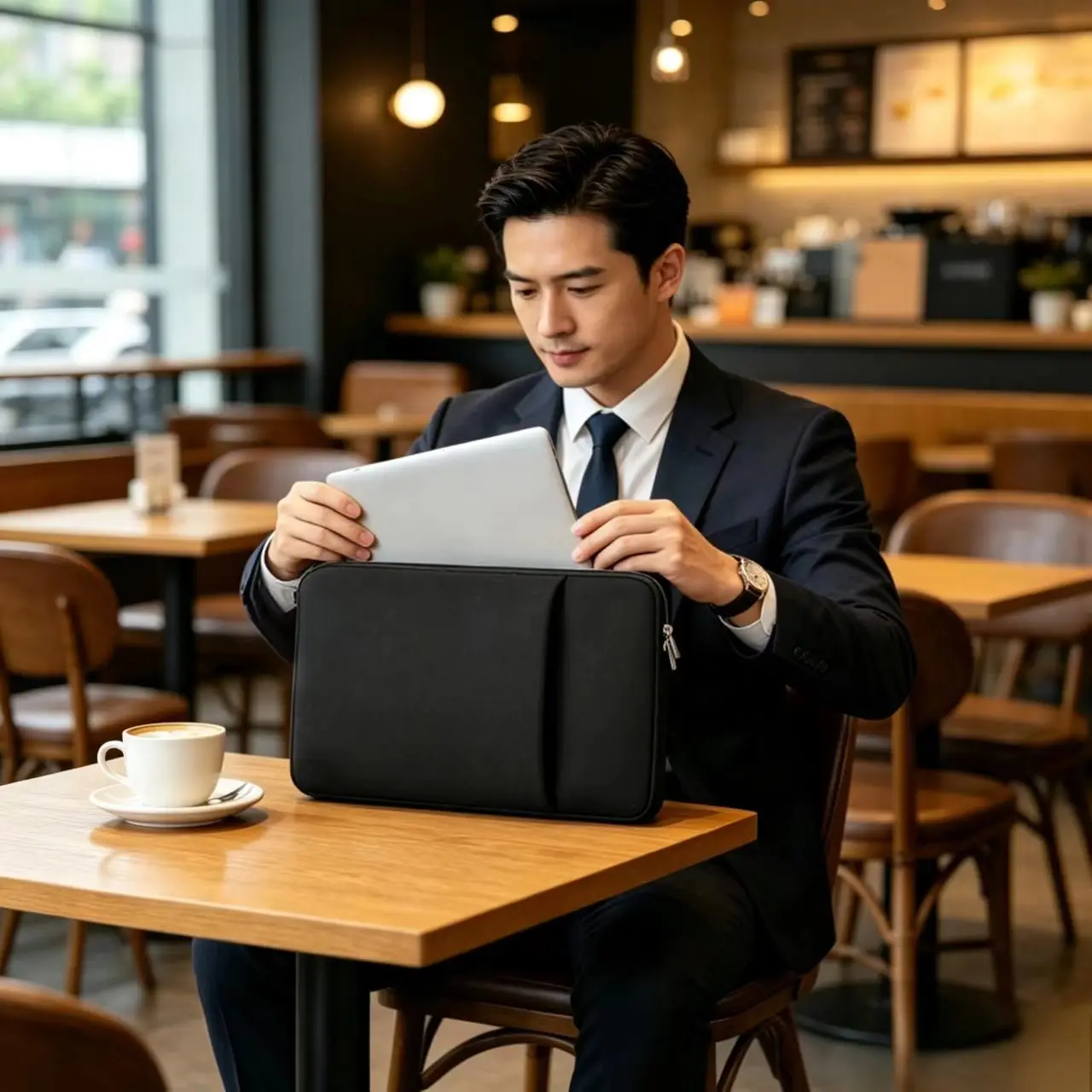 Sleek Protective Laptop Bag Case - Black/Grey Sleeve