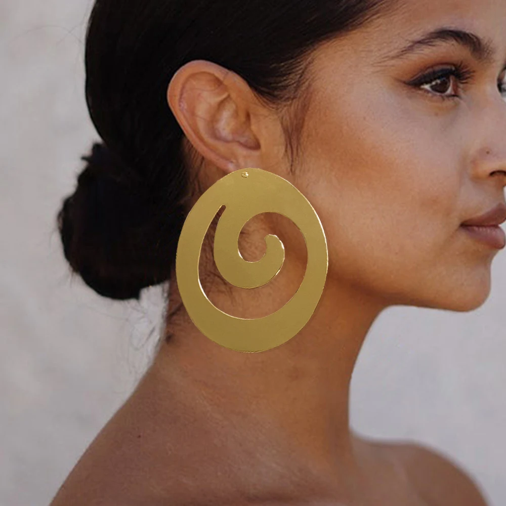 

Модные большие круглые серьги золотого цвета, африканские медные Висячие серьги для женщин, трендовые ювелирные изделия, подарок, свадебные украшения, аксессуары