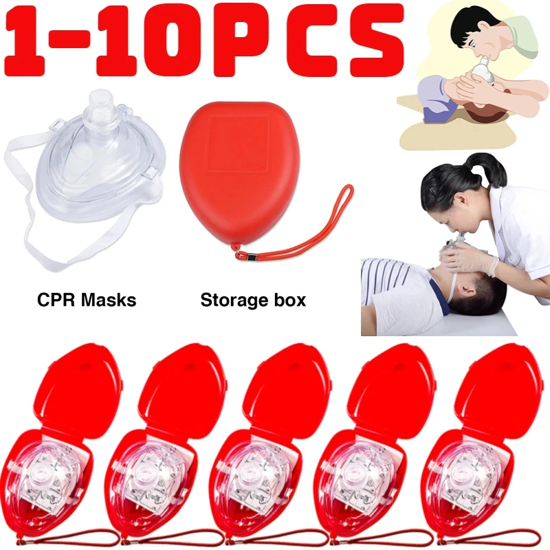 

1-10PCS Emergency First Aid Mask Rescue CPR Mask Resuscitator One-Way Valve CPR Face Shield Survival Training Mask Car Bus Survi