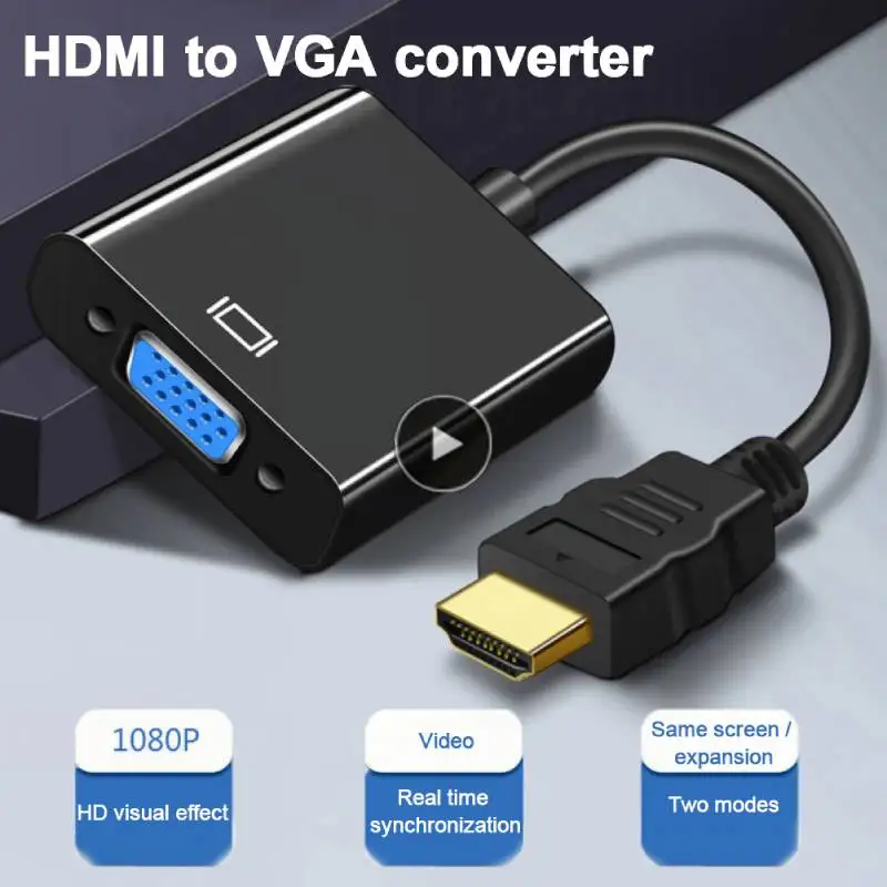 billede strategi vedtage HDMI-compatible TO VGA Adapter Cable With Audio Power Supply Cable 1080P  Male To Famale Converter For PC Laptop Projector TV - AliExpress