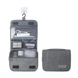 Versatile Hanging Travel Cosmetic Toiletry Bag - Large Capacity Organizer (Grey)