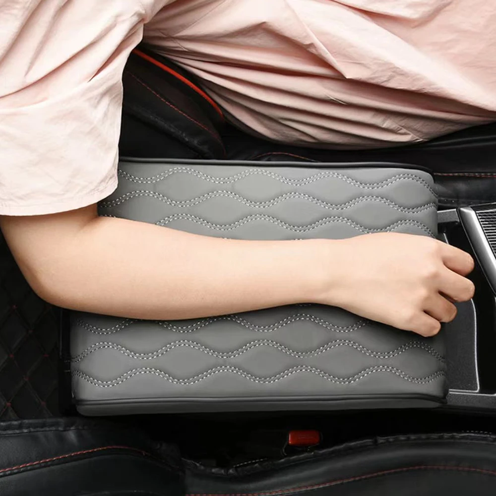 Center Console Armrest Armrest Pad Armrest Box Car Armrest Box Car Armrest Mat Center Console Cover Car Armrest Cover Wave Embroider PU Leather Car Armrest Mat Center Console Arm Rest Protection Cushion Auto Armrests Storage Box Cover Pad
