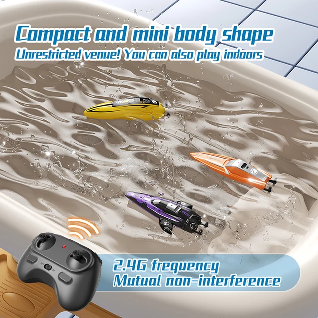 Mini RC Boat 2.4Ghz Remote2 Speed Adjustment Controlled High Speed Ship Summer Water Toy Pool Children Model Favor Gift 5