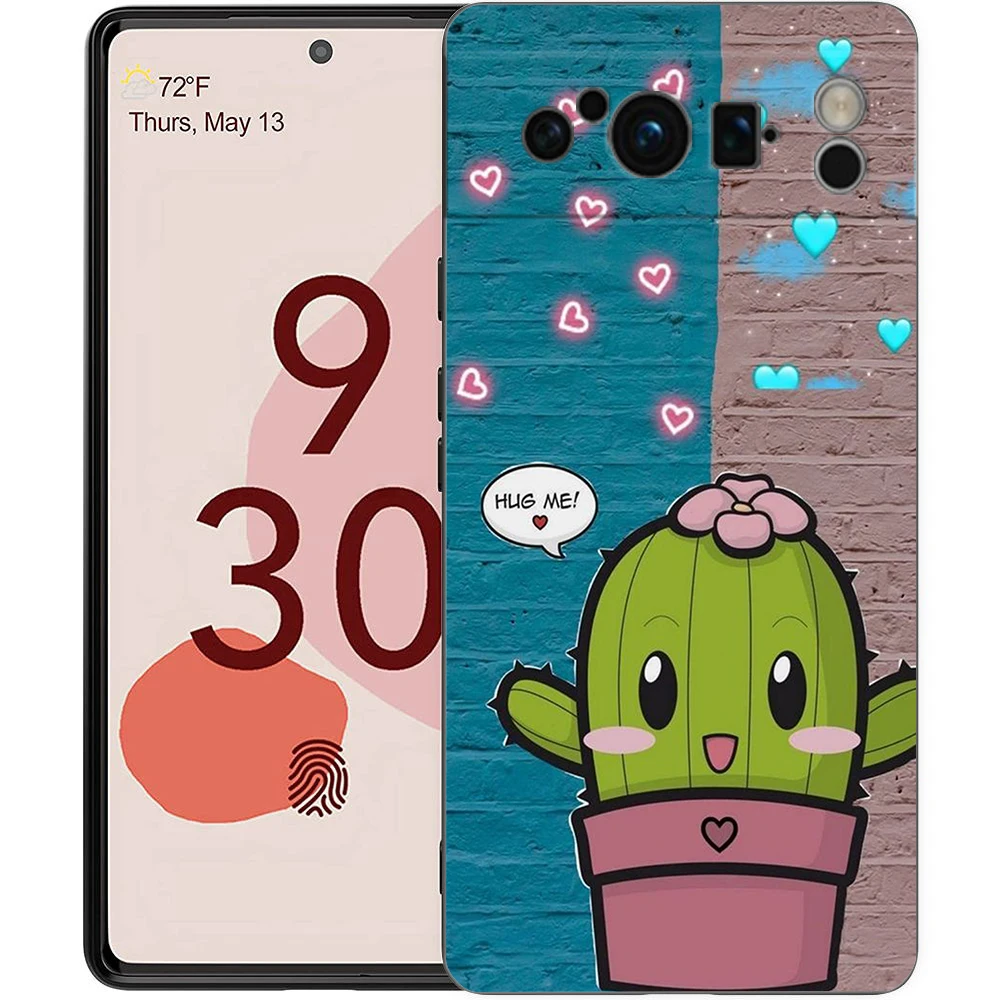 Succulent Design Shockproof Silicone Phone Case - Soft TPU Protective Cover