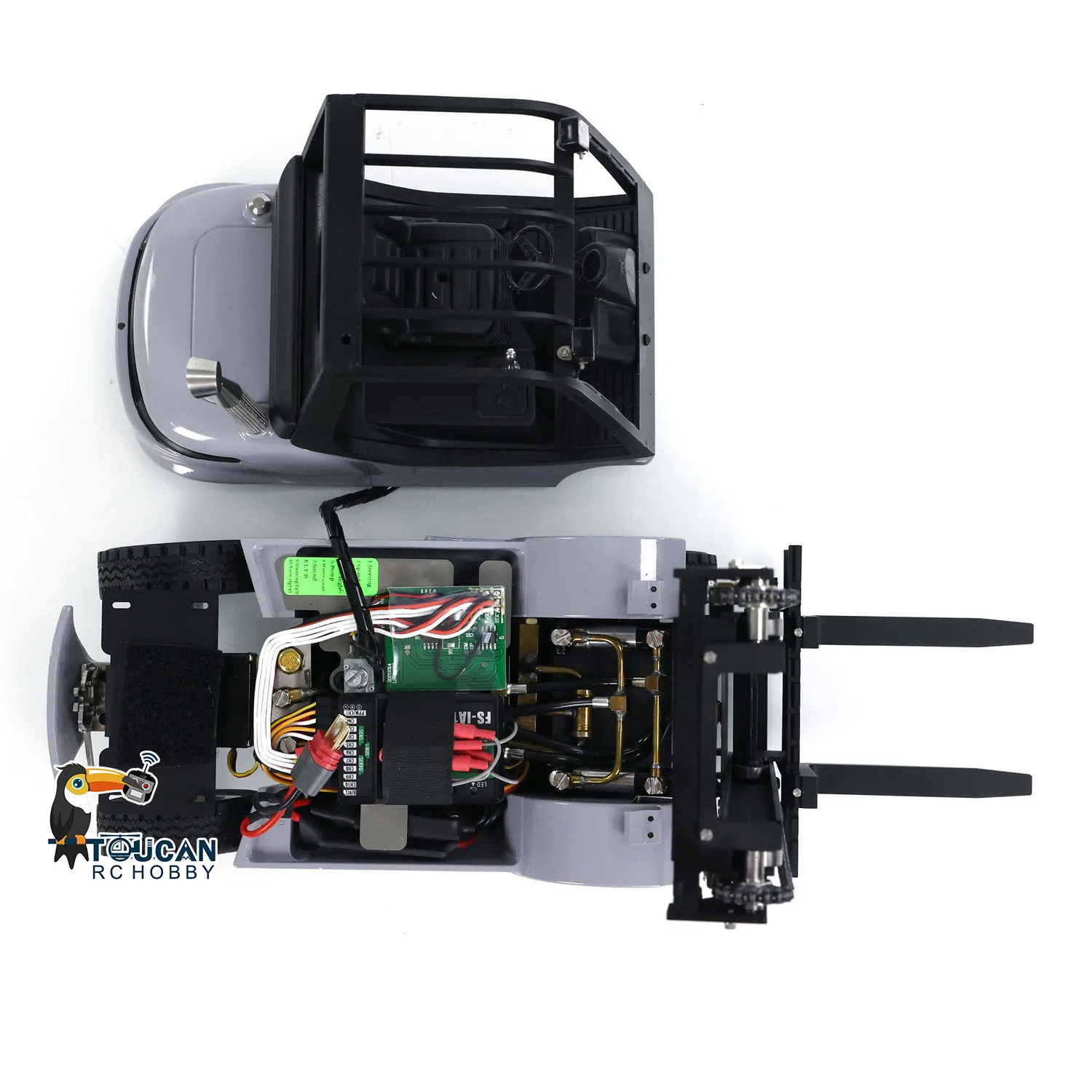 RTR LESU 1/14 Scale RC Hydraulic Forklift Metal Remote Control Fork Lift Truck Car Model with Sound Light Set Battery THZH1899 5