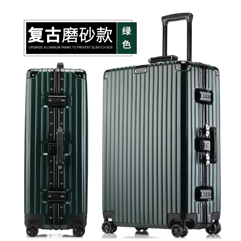 PLUENLI Retro Aluminum Frame Trolley Case Universal Wheel Suitcase