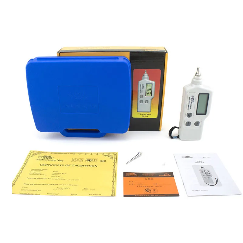 SMART SENSOR AS63A Portable Handheld Vibration Meter Digital LCD Screen Vibration Tester Acceleration