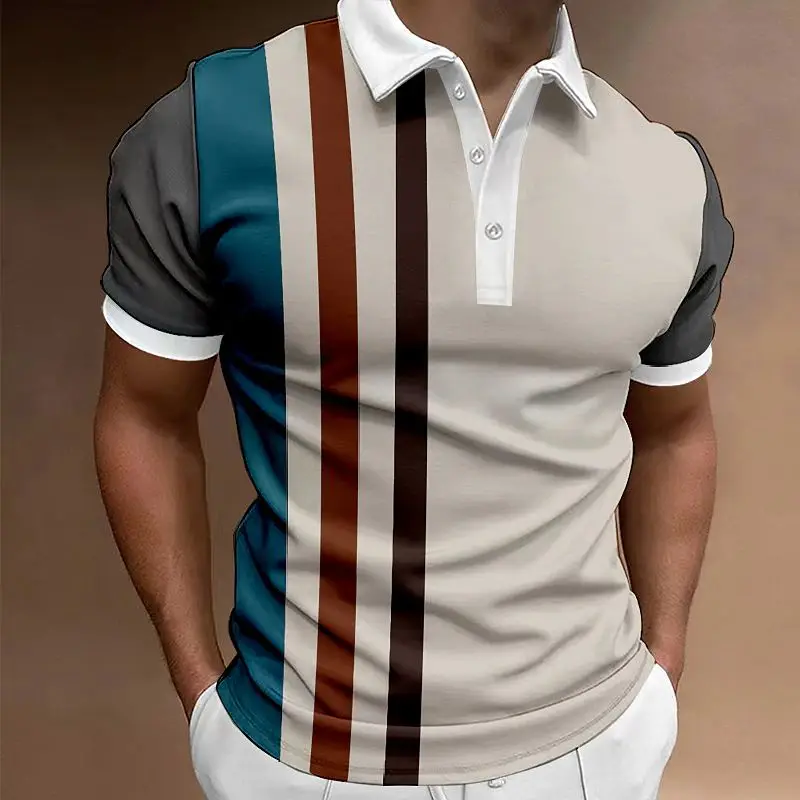 【BAON】[unisex] Hillen Stripe Collar Short Sleeve Tee ZONBAILON Men's Summer Classic Stripe Loose Short Sleeve