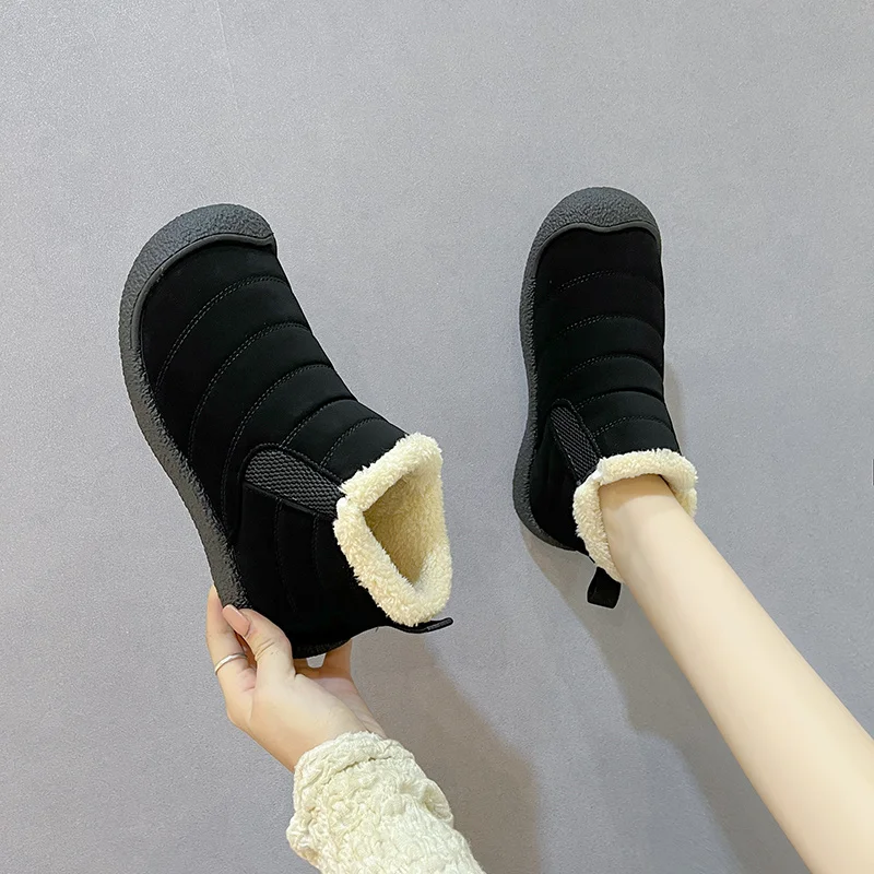 

Winter WaterProof Ankle Boots for Women 2023 Warm Plush Women's Shoes Round Toe Thick-soled Outdoor Casual Antislip Couple Boots