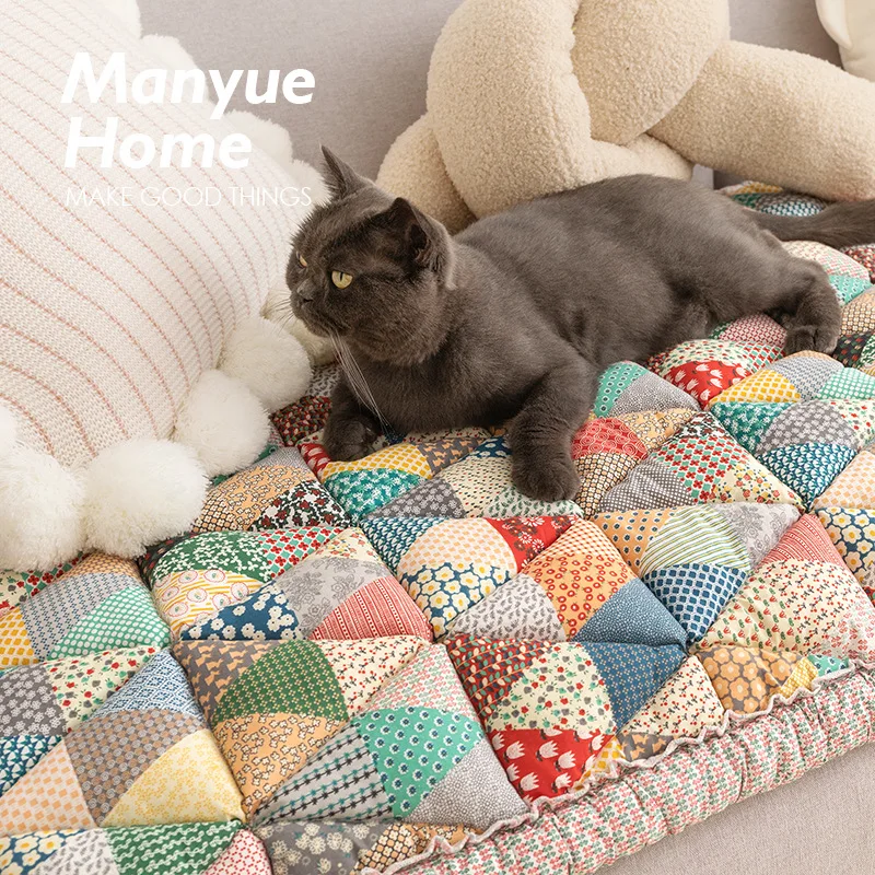 Retro Pastoral Style Sofa Cushion New Pure Cotton Non-slip Sofa Cushion Colored Anti Slip Thickening Anti Cat Scratch Sofa Cover 3