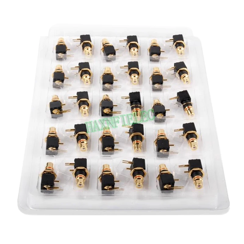 Copper Gold Plated RCA Terminal Female Jack PCB Socket Connector Right Angle for DAC Decoder Digital Coaxial Input/Output 2PCS