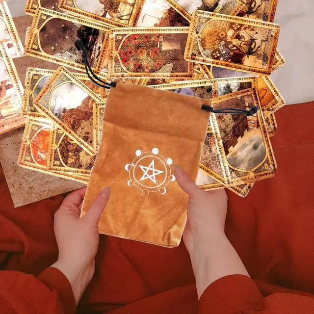 Tarot Táska 18X10Cm Fedélzeti Kocka Tároló Puha Nyomtatott Kártya Tartó Húzózsinórral Kis Bársony Tasak A Számára - Image 3