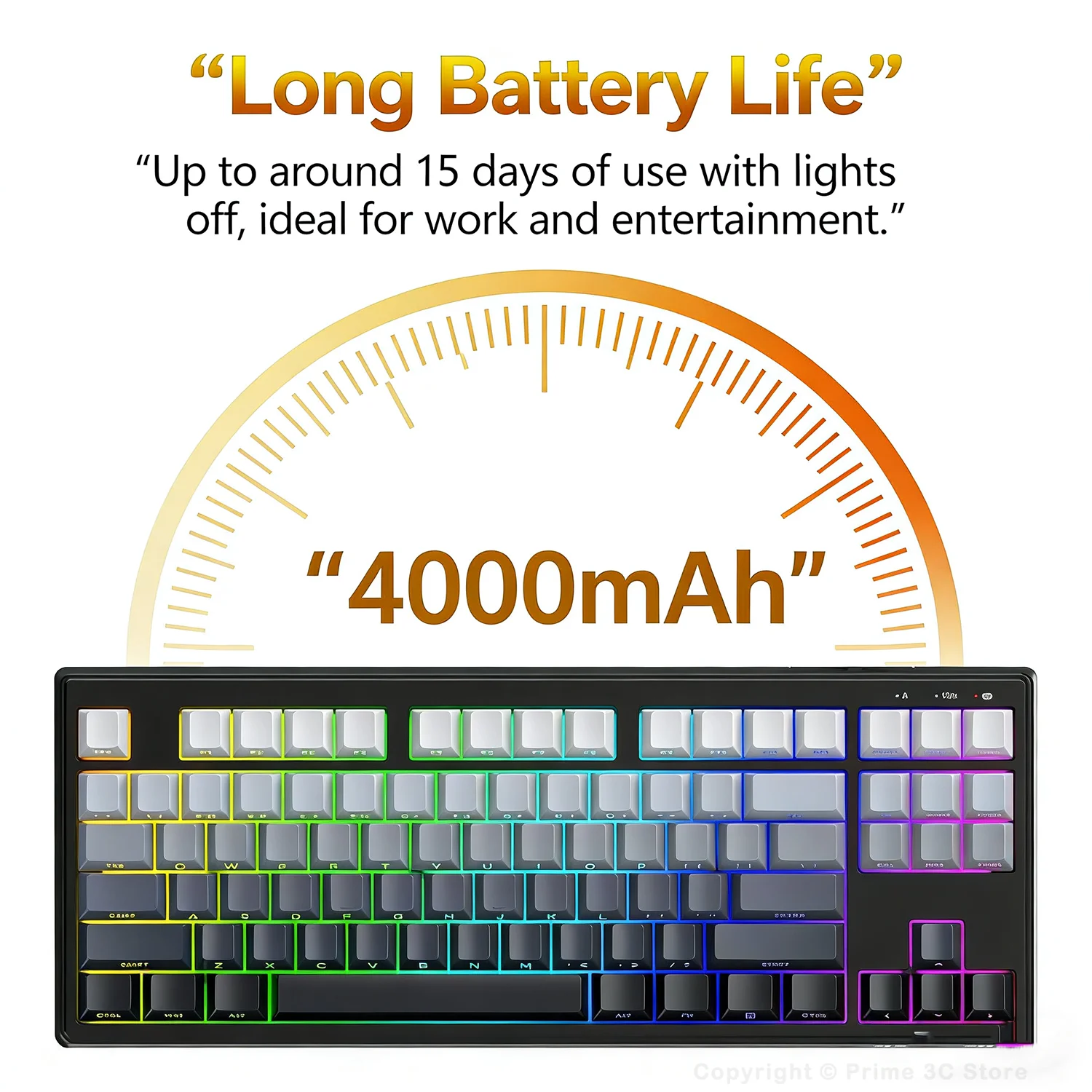 프리울프 M87v2 무선 게이밍 키보드, RGB 87키 TKL PBT 키캡, 무소음, 트리플 모드 블루투스/2.4G/유선, 대용량 배터리