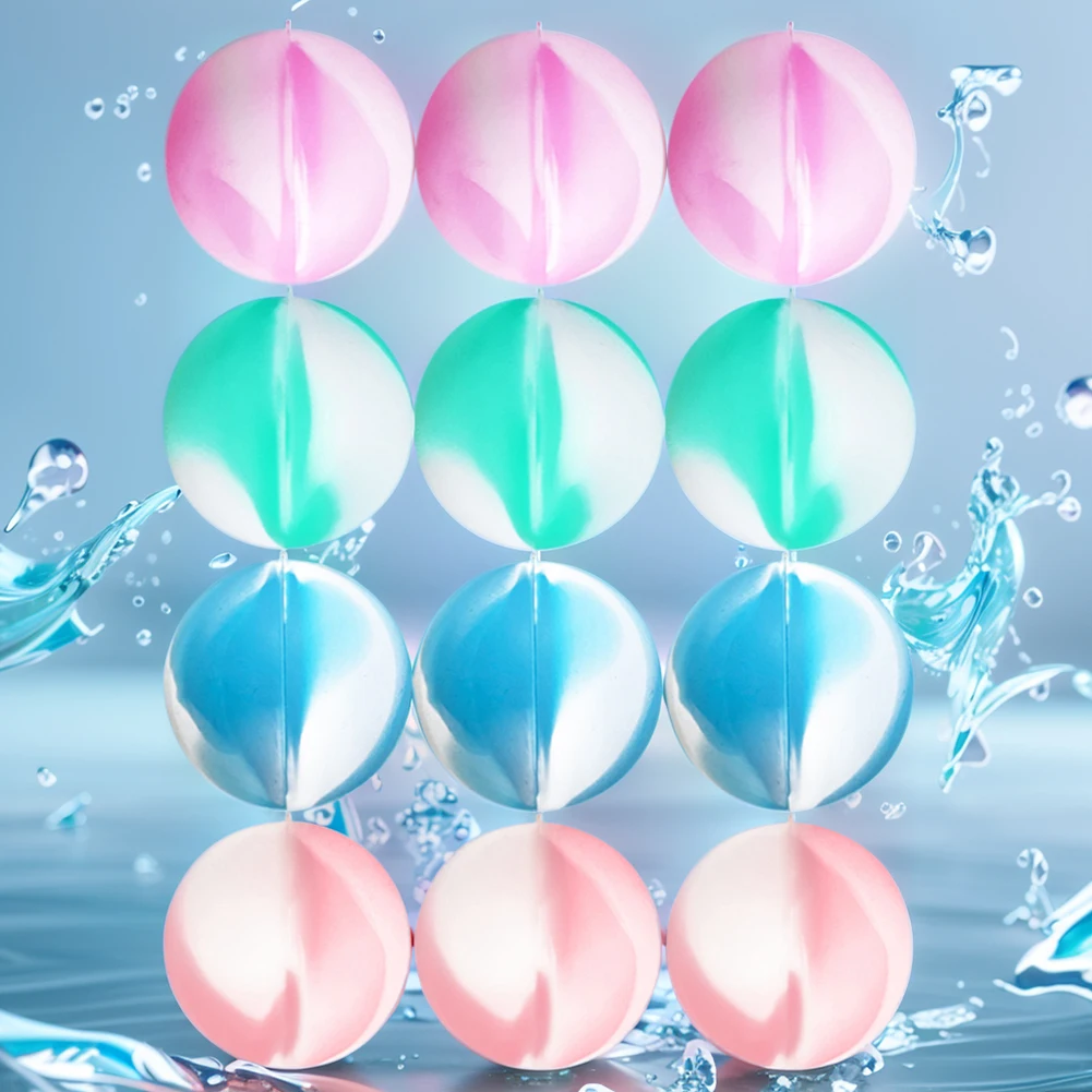 8/12Pcs Silicone Water Balloons Self Sealing Reusable Water Balloons Quick Fill Bomb for Swimming Pool Bathtub Beach