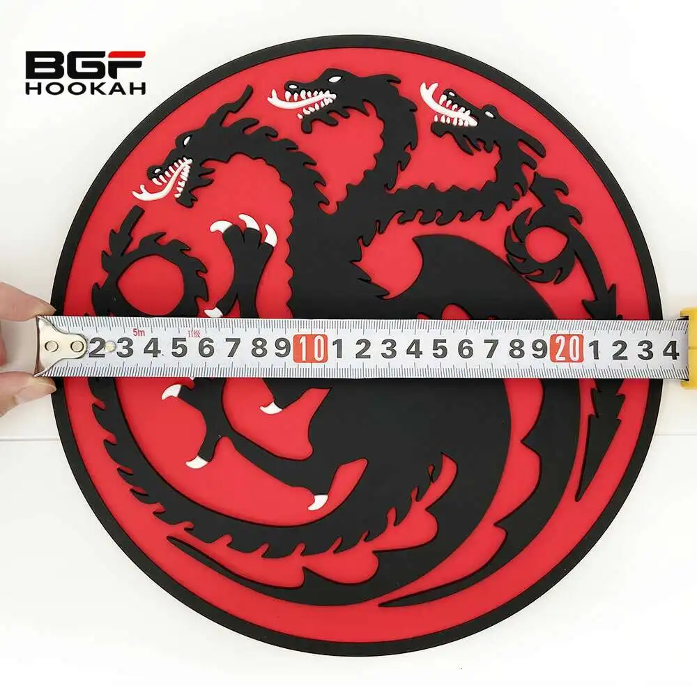 Red Three Headed Dragon Hookah Silicone Mat Narguile Circular Protective Glass Base Anti Slip Shisha Special Accessories