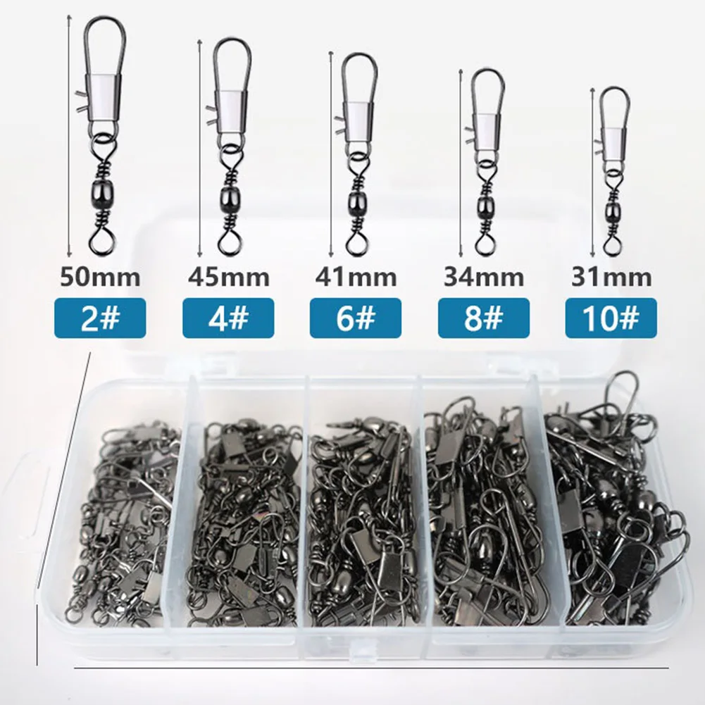 200pcs Stainless Steel Fishing Snap Swivel High Strength Fishing Swivels Snaps  Swivel for Freshwater Fishing