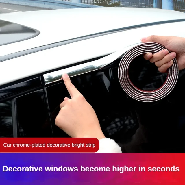 6//10/15/20//30mm Universal Auto Self Adhesive Side Door Chrome Strip  Moulding Decoration Bumper Protector Trim Tape Car Sticker - AliExpress
