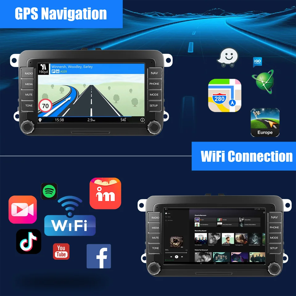 Android Auto Radio Für VW Golf & Passat - 7 Zoll, Wireless CarPlay & Navigation