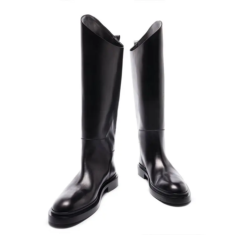 

Women'S Round Toe Patent Shoes Classic Platform Block Heels Fashion Knee High Boots