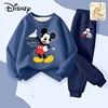 Winter Baby Girl Clothes Set Kid Boy Disney Mickey Sweatshirts Pullover & Pants 2pcs Suit Children Long Sleeve Plush Warm Suit 2