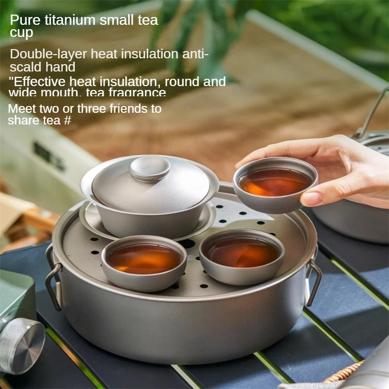 Tea Set 150-200ml Pure Titanium High Temperature Resistant Travel Portable Kettle Mini Car Tea Maker Outdoor Mini Maker