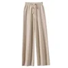 Women Merino Wool Knitted Wide Leg Pants Autumn Winter Basic Soft Warm Cashmere Knit Trousers Casual Simple Style Korean 2