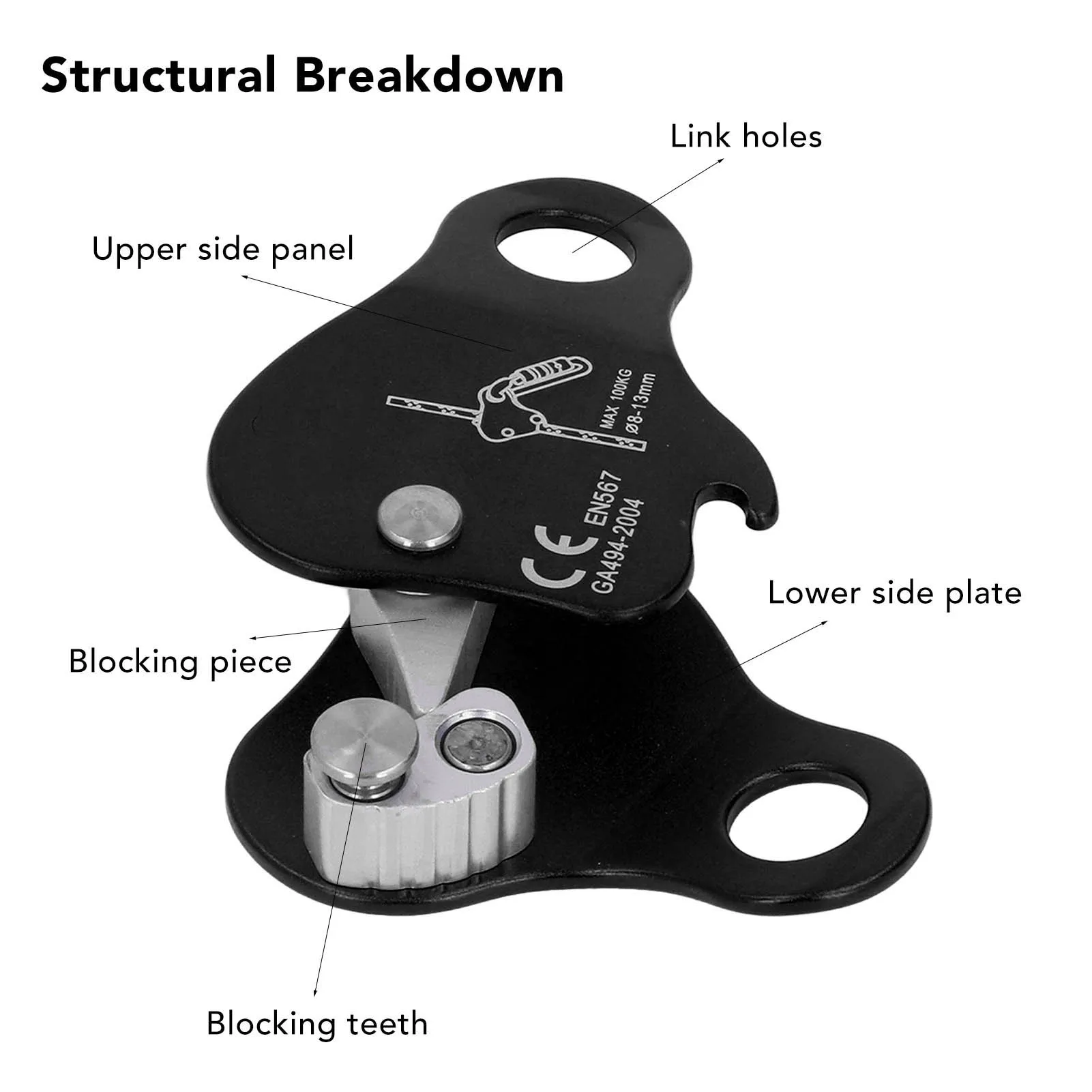 Advanced Mountaineering and Climbing Self-Locking Rope Device for Fall Protection and Descent Control