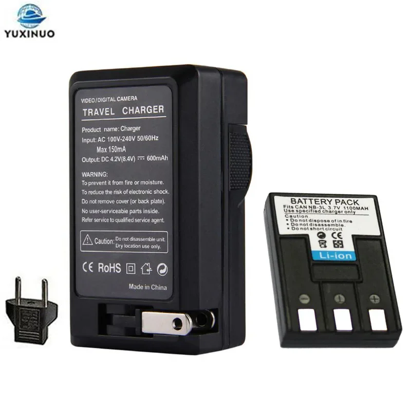 

1100mAh NB-3L NB3L Battery + Charger for Canon Powershot SD550 SD500 SD110 SD100 SD10 Digital IXUS 700 750 i5 Digital 30 600 D20