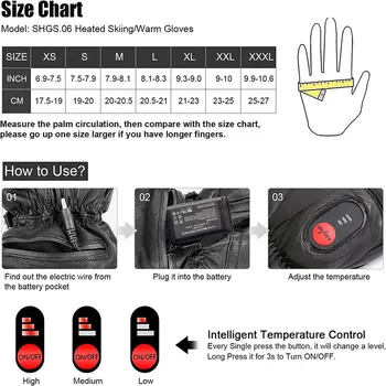 Savior Heat Winter Outdoor Sports Genuine Leather Sheepskin Electric Heating Gloves Motorcycle Gloves Hiking Gloves Waterproof 6