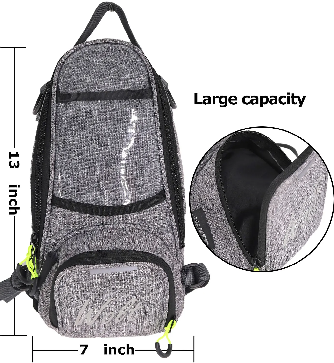 Wolt Powersports Motorcycle Tank Bag With waterproof rain cover Strong Magnetic, Motorbike Bag Transparent Pocket For Cell Phone