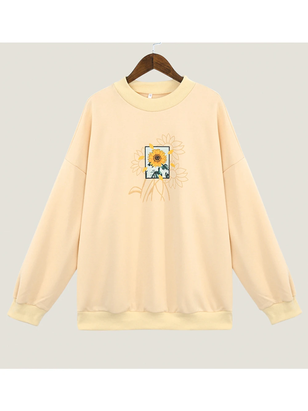Women's Sweatshirt With Flower Print O-Neck 2022 Autumn Winter Female  Casual Cute Yellow Clothes Woman Hoodies Loose Pullover - AliExpress