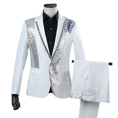 Men's Slim Fit Dress Shirt With Sequins - Cotton, Long Sleeve For Party Or Wedding - View #4