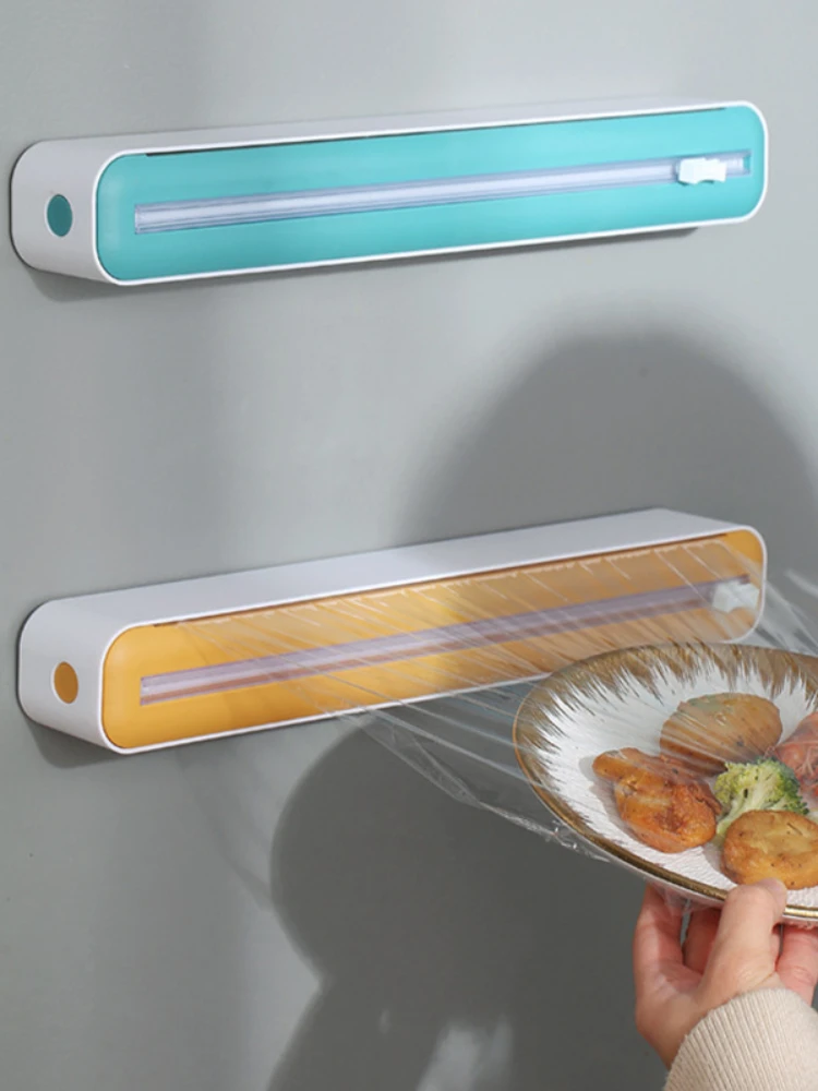 2In1 plastic wrap dispenser cling film dispenser cutter saran wrap aluminum foil parchment paper injector kitchen tool