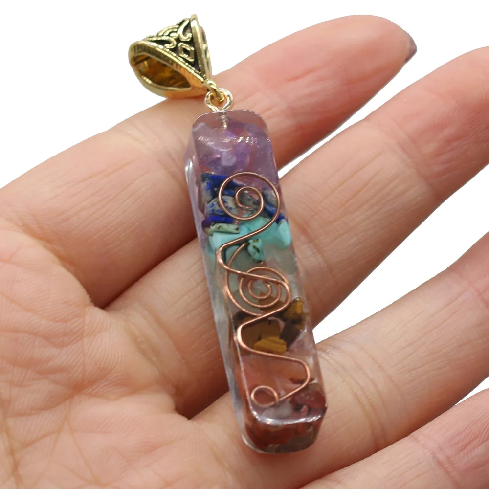 Charms orgonite Amulett Kristálytiszta medálok reiki Felépül 7 chakras Aranyozott Jóga meditációt Gyanta ékszer számára Gyártás Nyakdísz Adomány