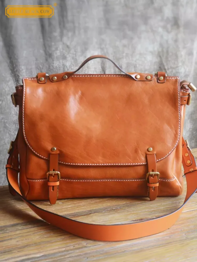 

Top Quality Mens Cowhide Genuine Leather Sling Crossbody Messenger Bag Business Work Satchels Handbag Strap Shoulder Bag Totes