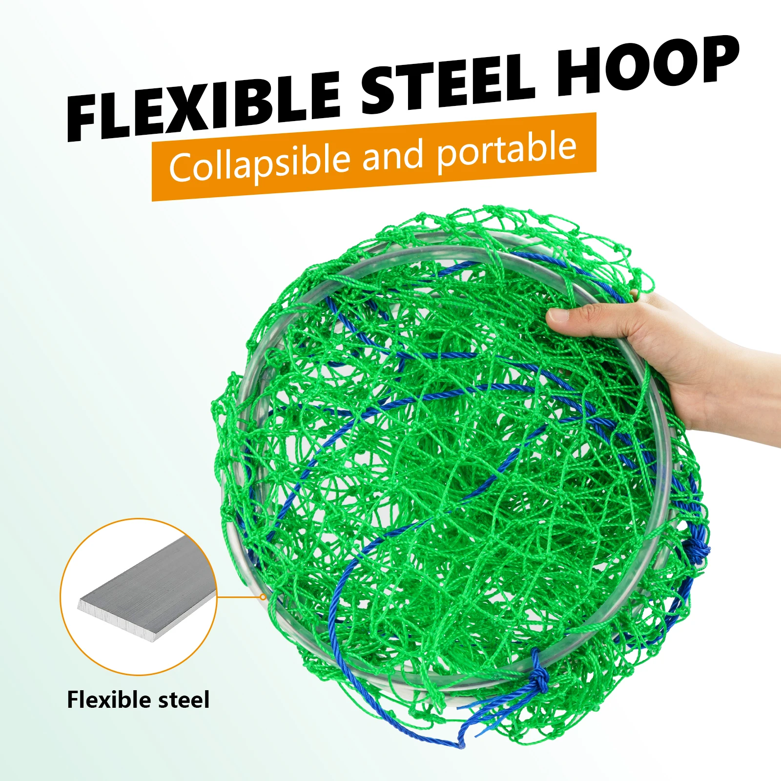 Foldable Green Portable Crab and Shrimp Fishing Net with Drop Landing Design